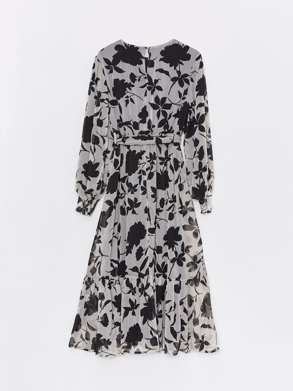 Crew Neck Patterned Long Sleeve Women's Dress -S31690Z8-LQJ