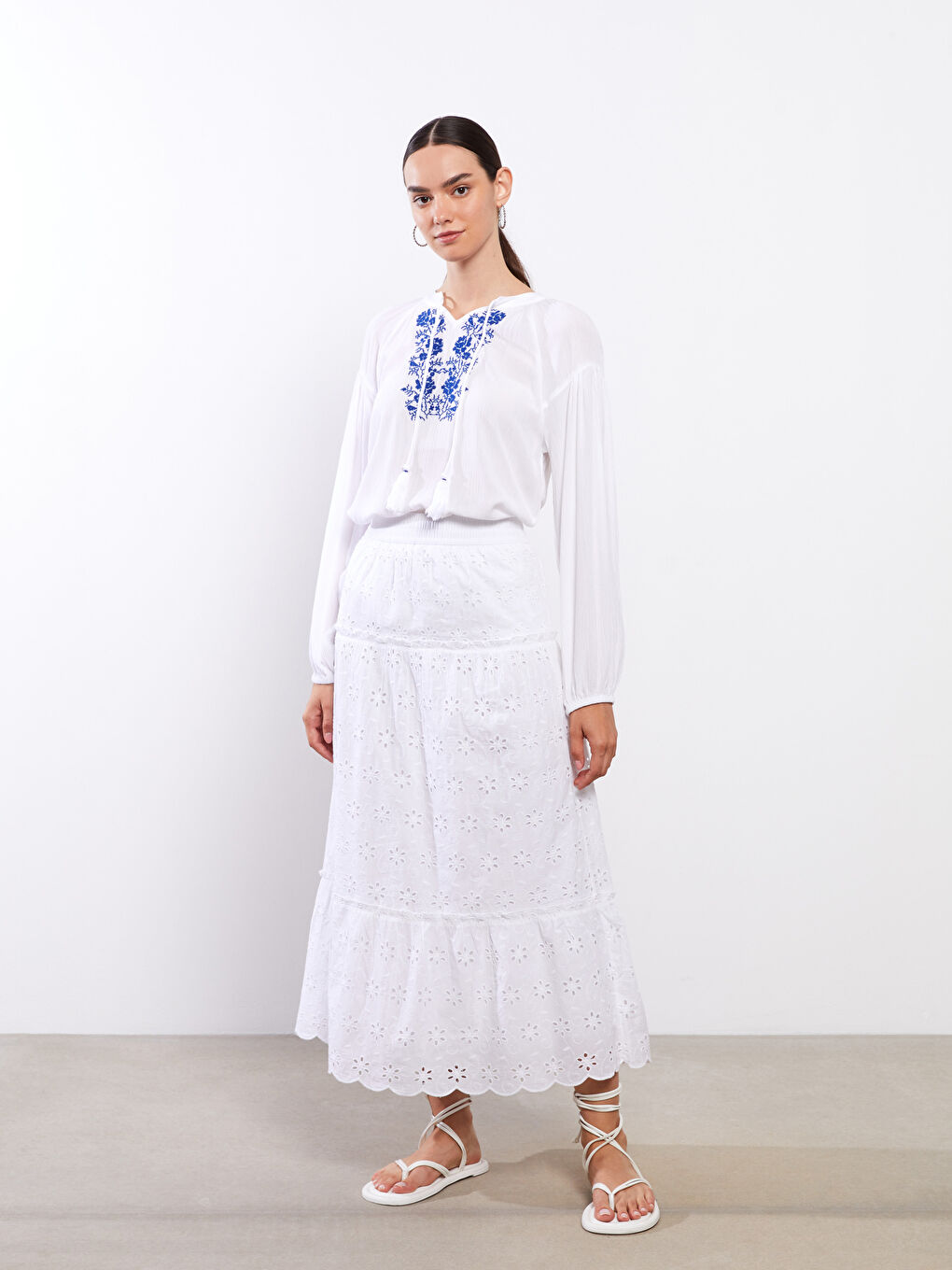 Elastic Waist Embroidered A-Line Women's Skirt -S31692Z8-S37