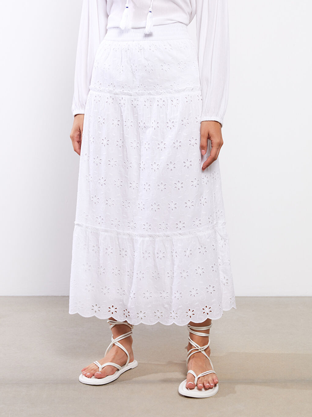 Elastic Waist Embroidered A-Line Women's Skirt -S31692Z8-S37