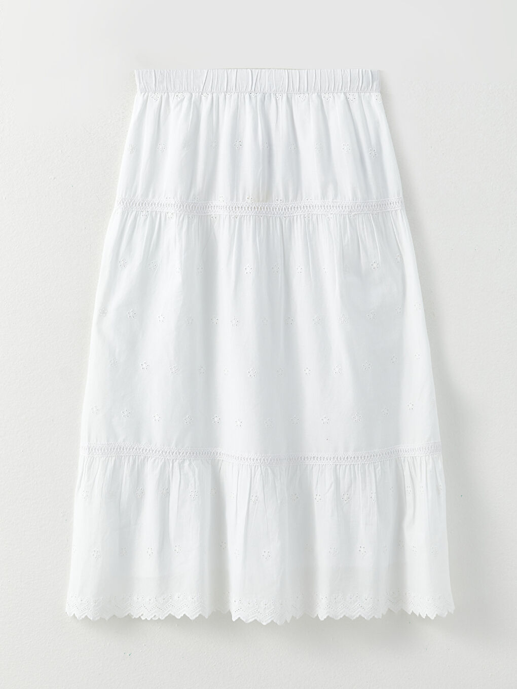 Elastic Waist Embroidered A-Line Poplin Women's Skirt -S31695Z8-SAT