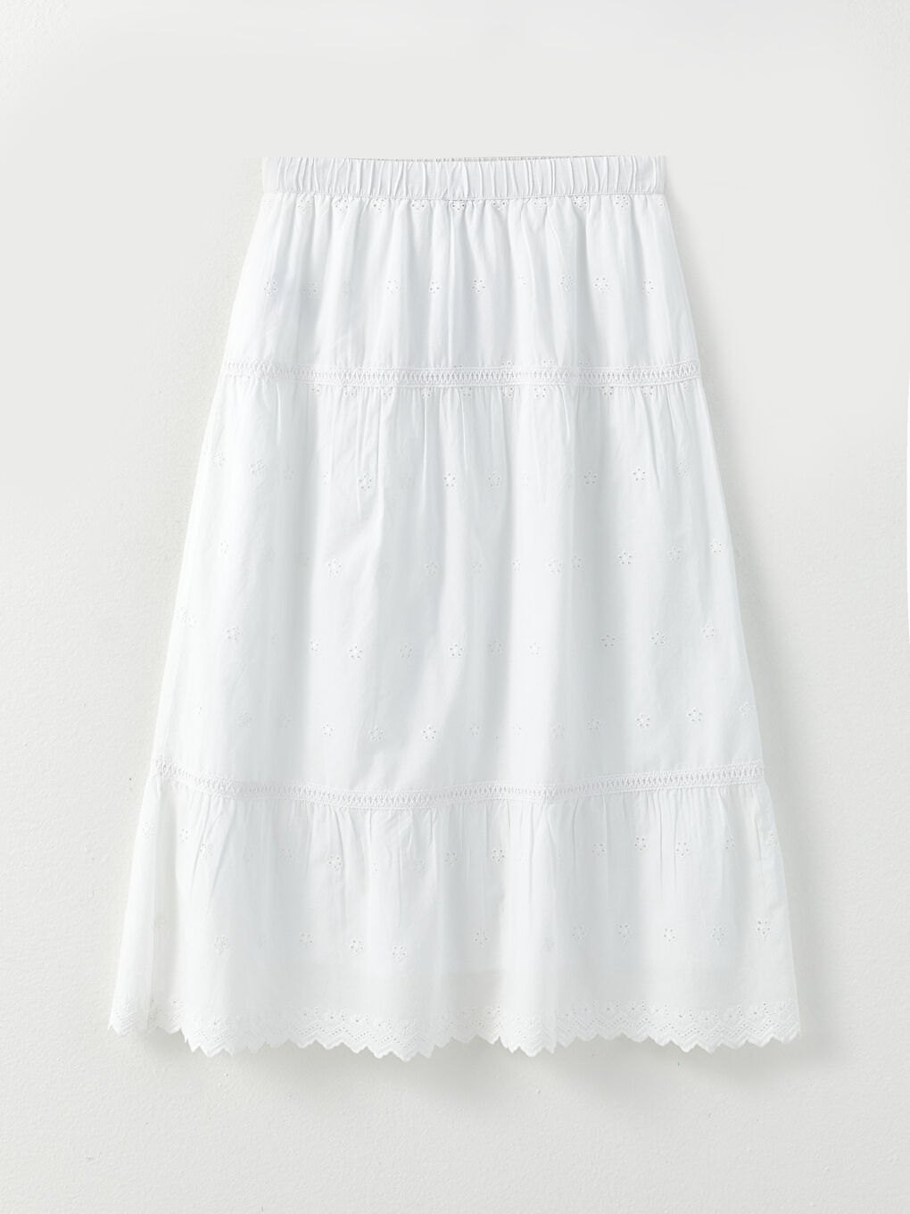 Elastic Waist Embroidered A-Line Poplin Women's Skirt -S31695Z8-SAT