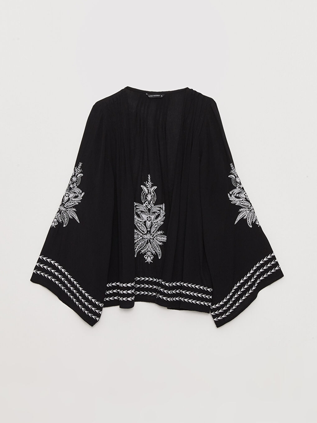 Shawl Collar Embroidered Long Sleeve Oversize Women's Kimono-5