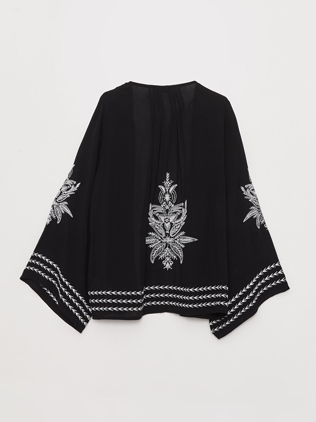 Shawl Collar Embroidered Long Sleeve Oversize Women's Kimono-6
