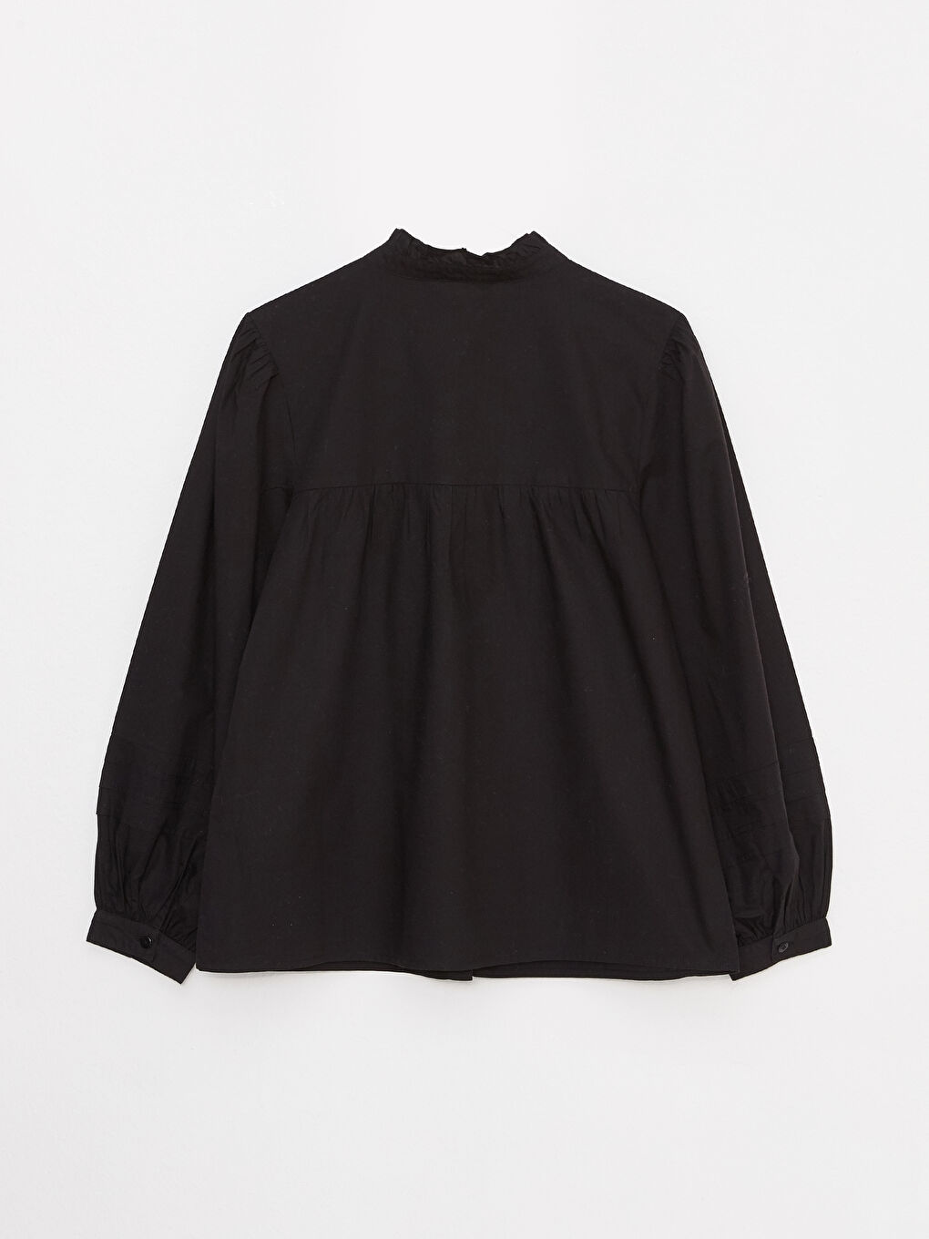 Ruffled Standing Collar Embroidered Long Sleeve Women's Shirt -S31698Z8-RQL
