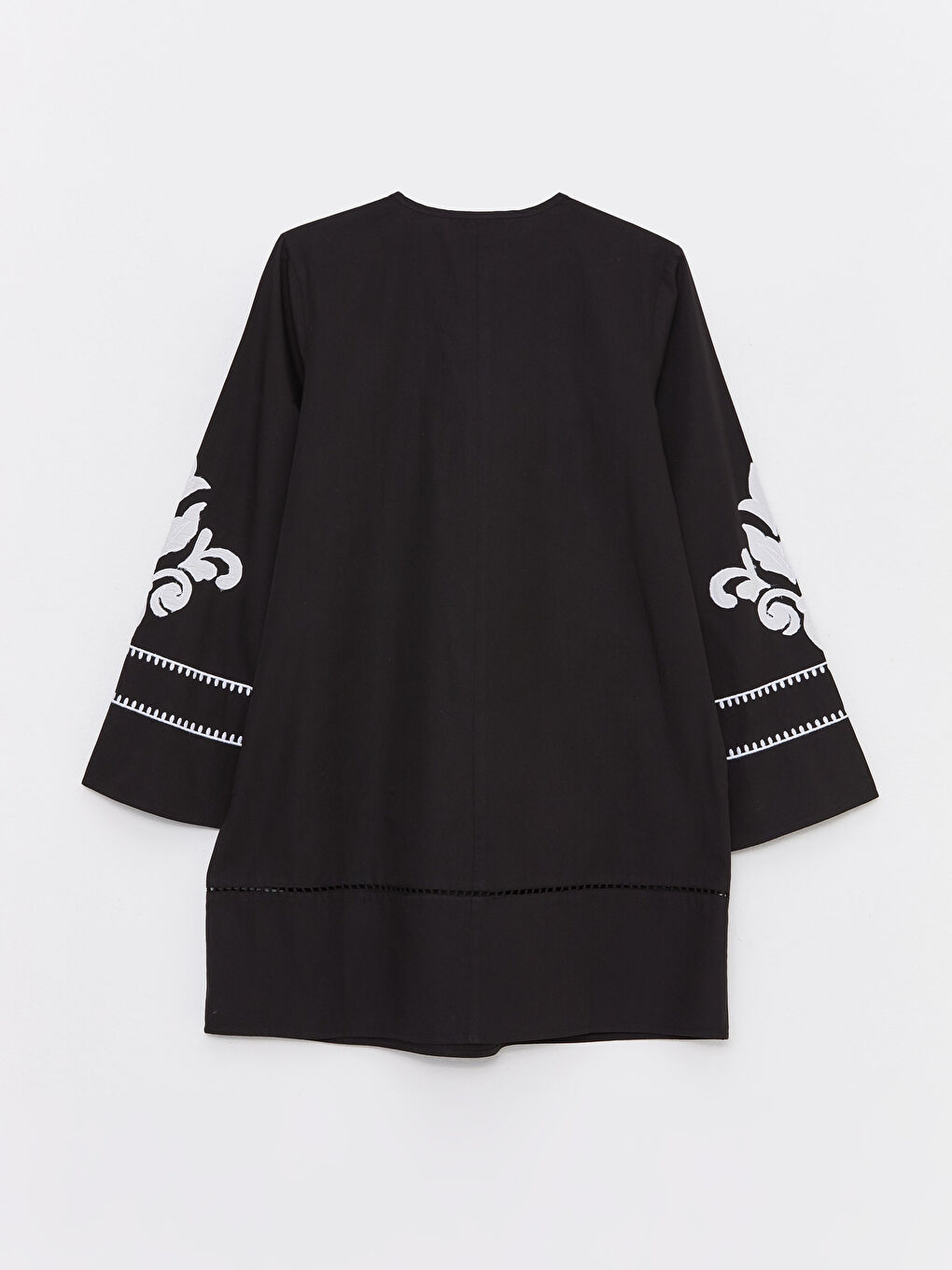 Tie Collar Embroidered Long Sleeve Women's Tunic -S31701Z8-RQL