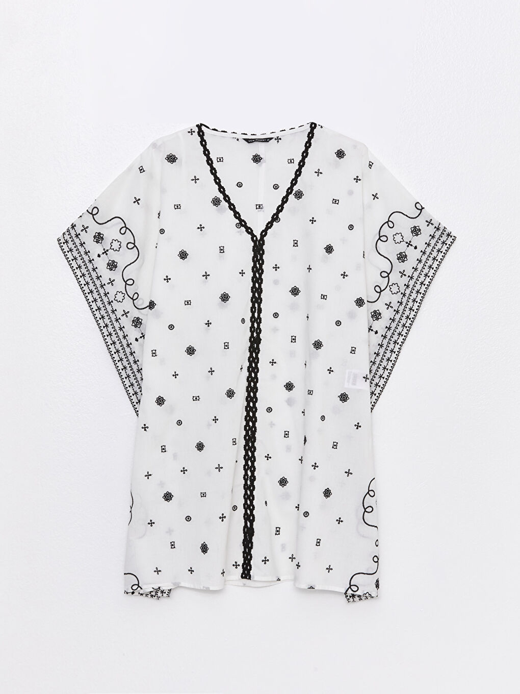 LCW Modest V-Ausschnitt Bestickte Kurzarm Oversize Tunika für Damen -S31705Z8-SJQ