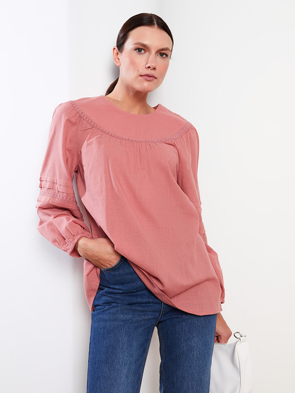 Crew Neck Printed Long Sleeve Women's Tunic