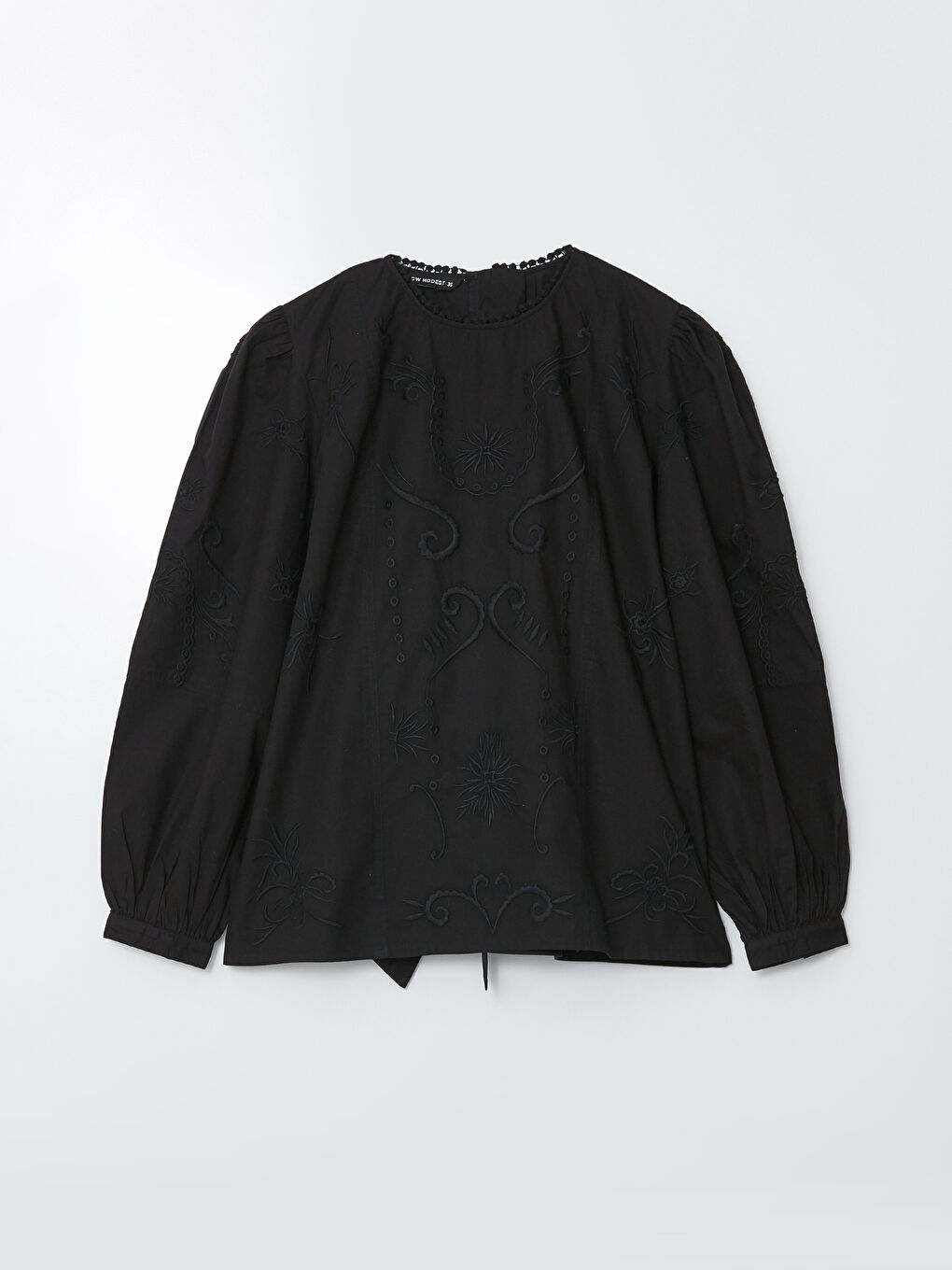 Crew Neck Embroidered Long Sleeve Women's Blouse -S31711Z8-RQL