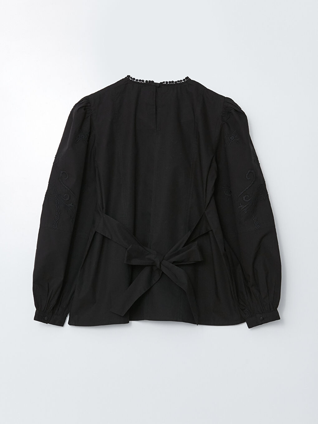 Crew Neck Embroidered Long Sleeve Women's Blouse -S31711Z8-RQL