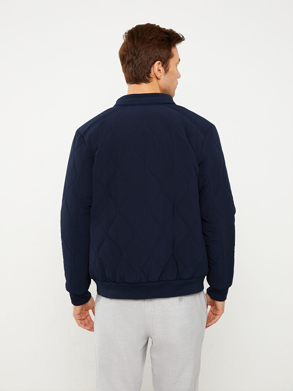 Ерлерге арналған стандартты пішім байкер жағалы пуховик пальто-4