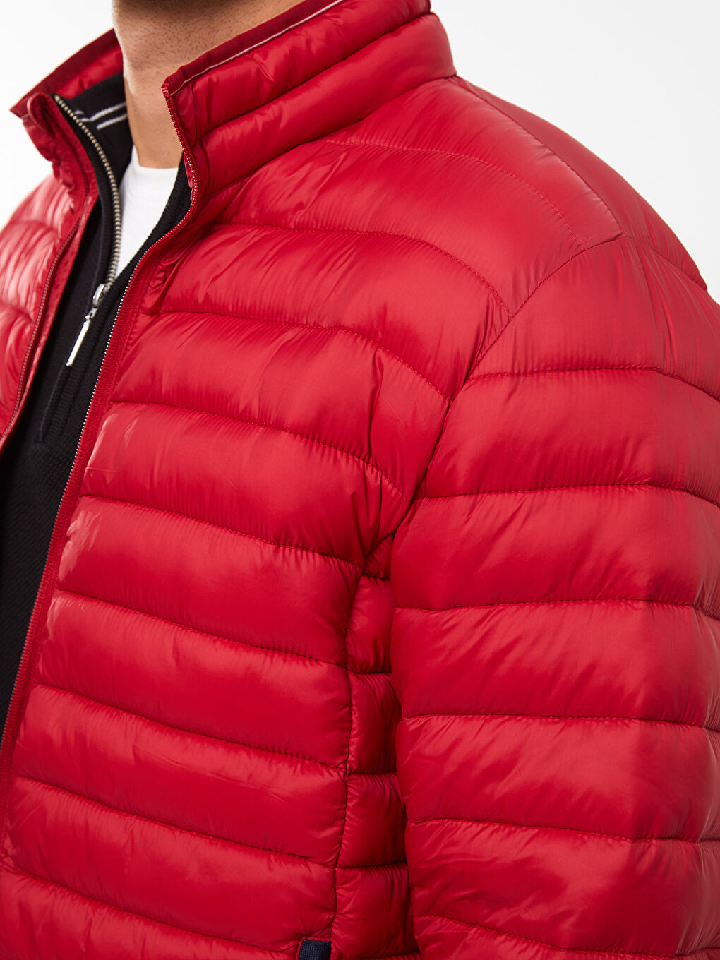 بالطو منتفخ بياقة قمع للرجال بمقاس عادي-3