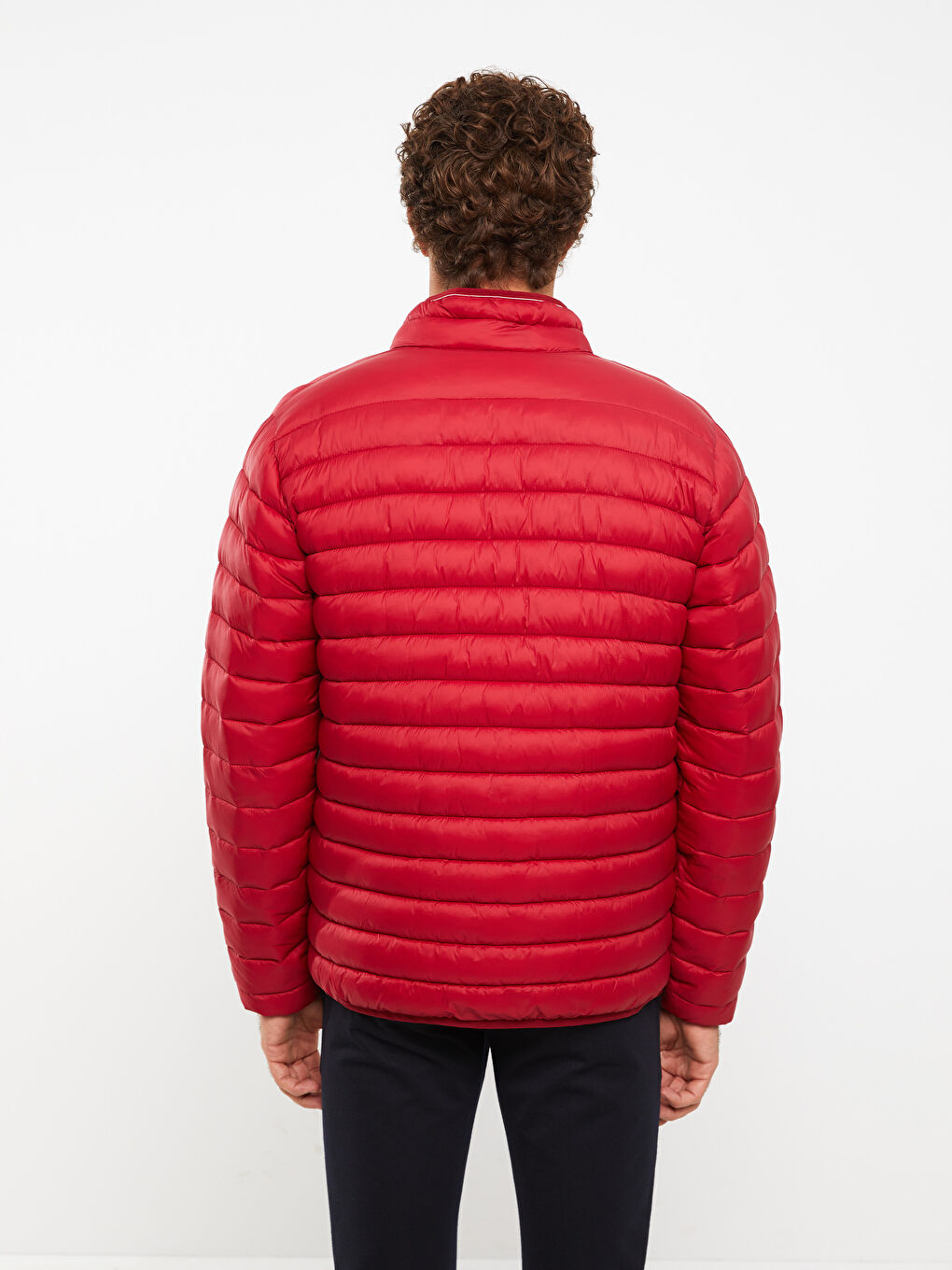 بالطو منتفخ بياقة قمع للرجال بمقاس عادي-4