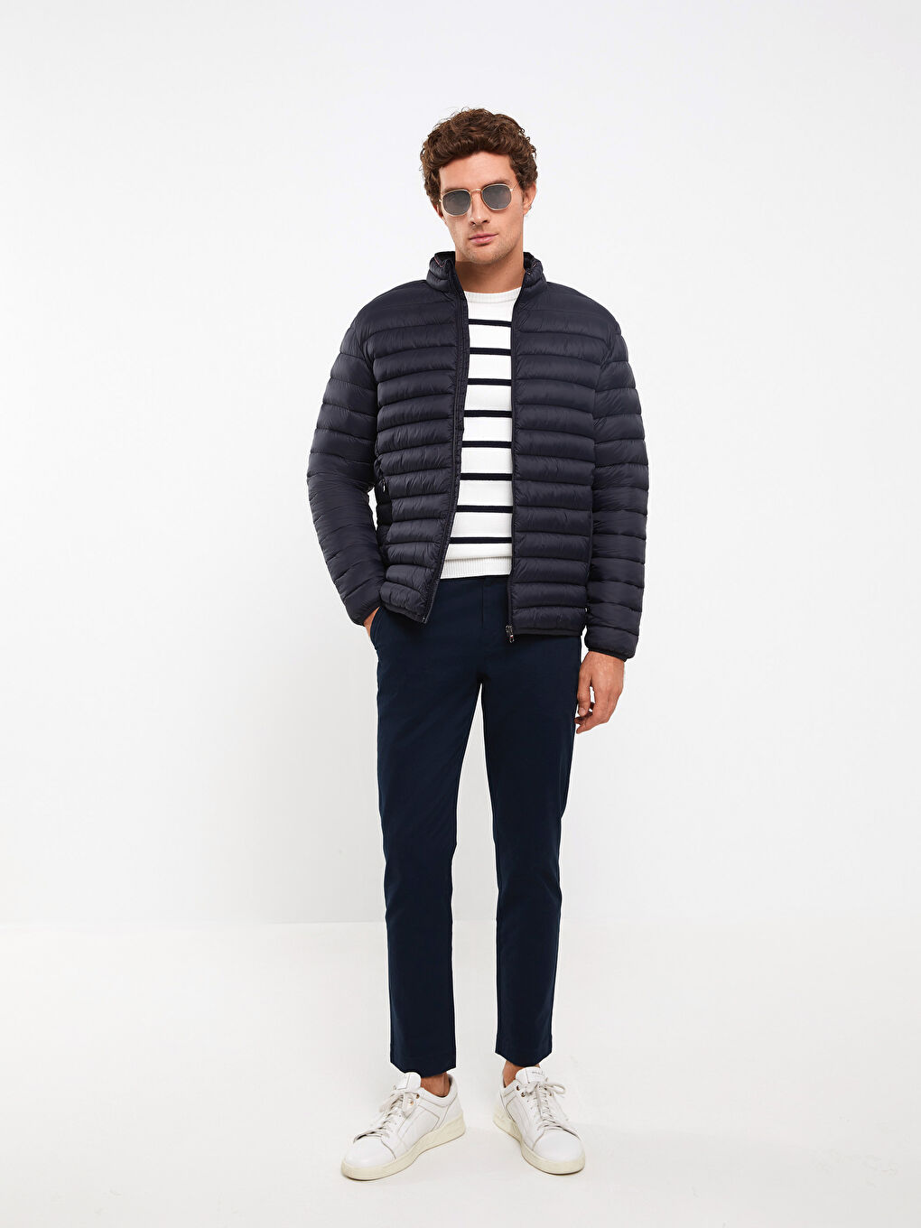 بالطو منتفخ بياقة قمع للرجال بمقاس عادي-2