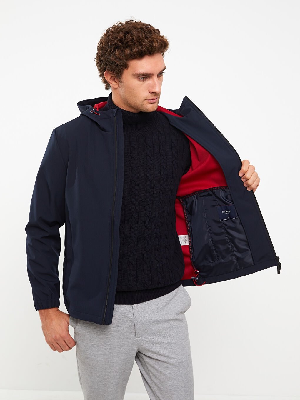 Lacivert Standart Kalıp Kapüşonlu Erkek Mont-2