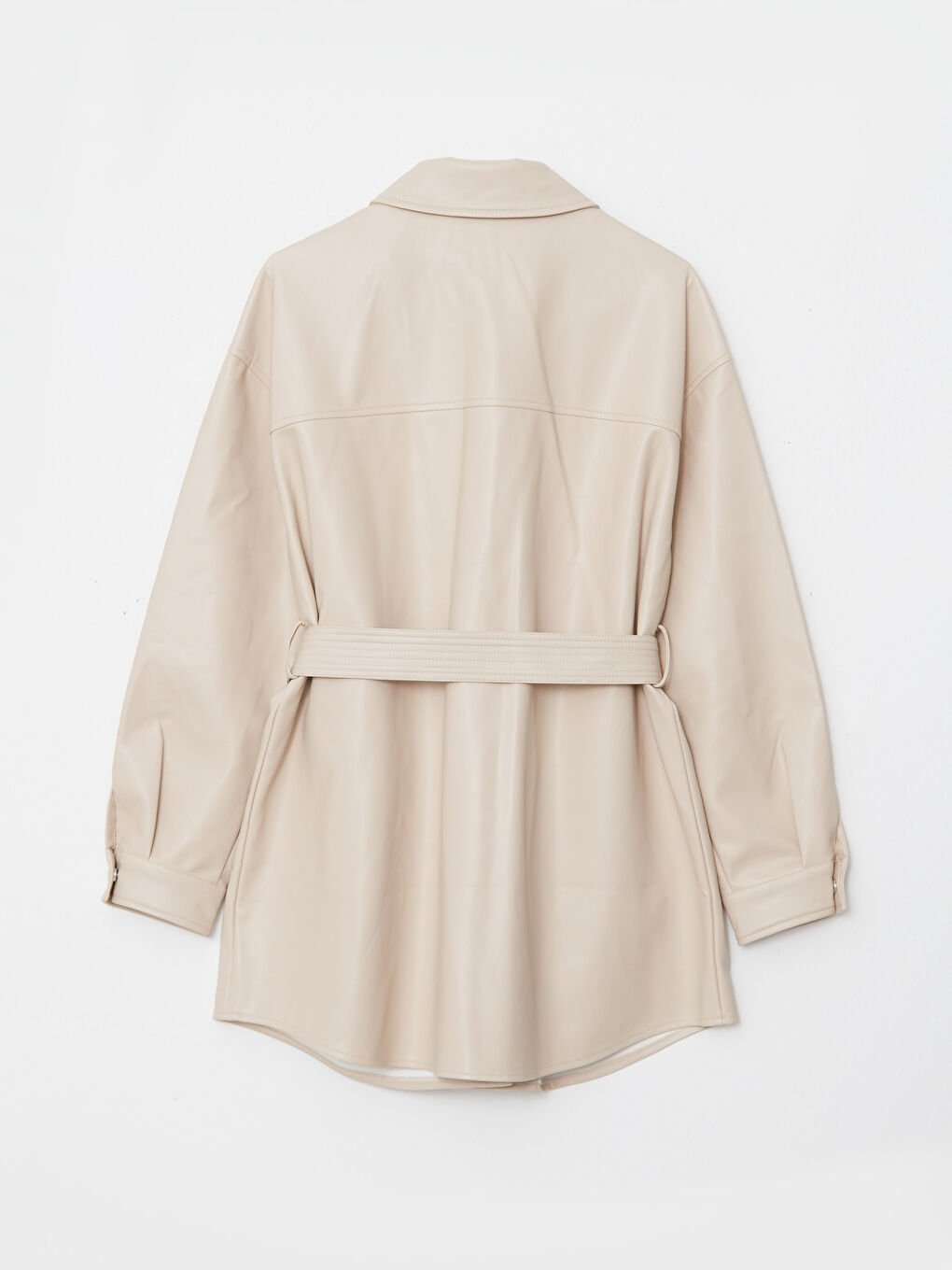 Manteau en simili cuir BEIGE Femme-6
