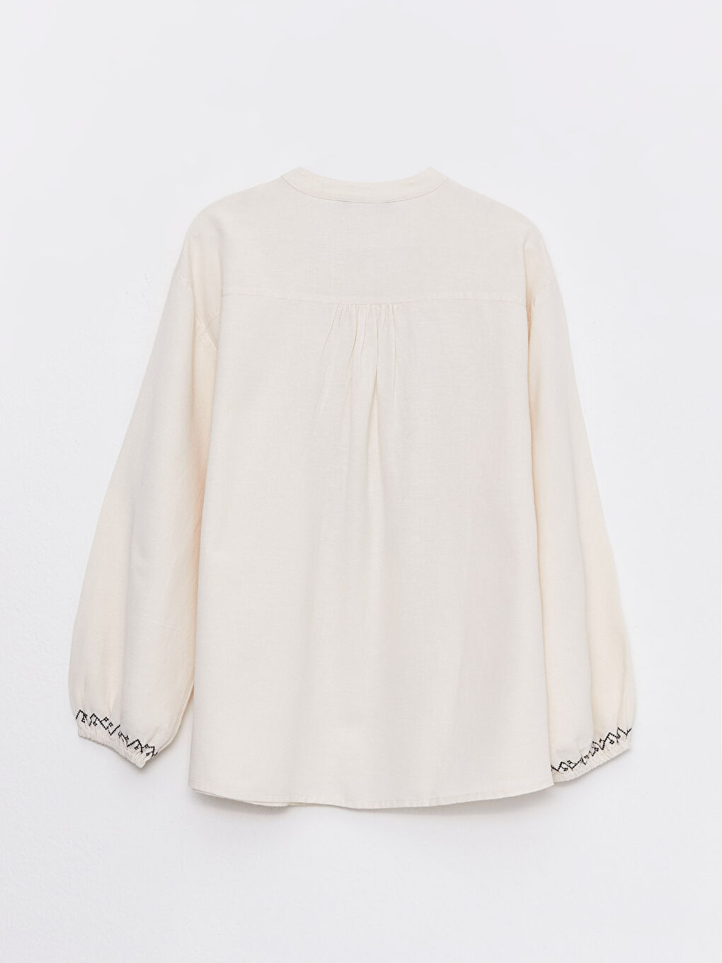 LCW Modest Bound Collar Embroidered Long Sleeve Oversize Women's Blouse -S31722Z8-S23