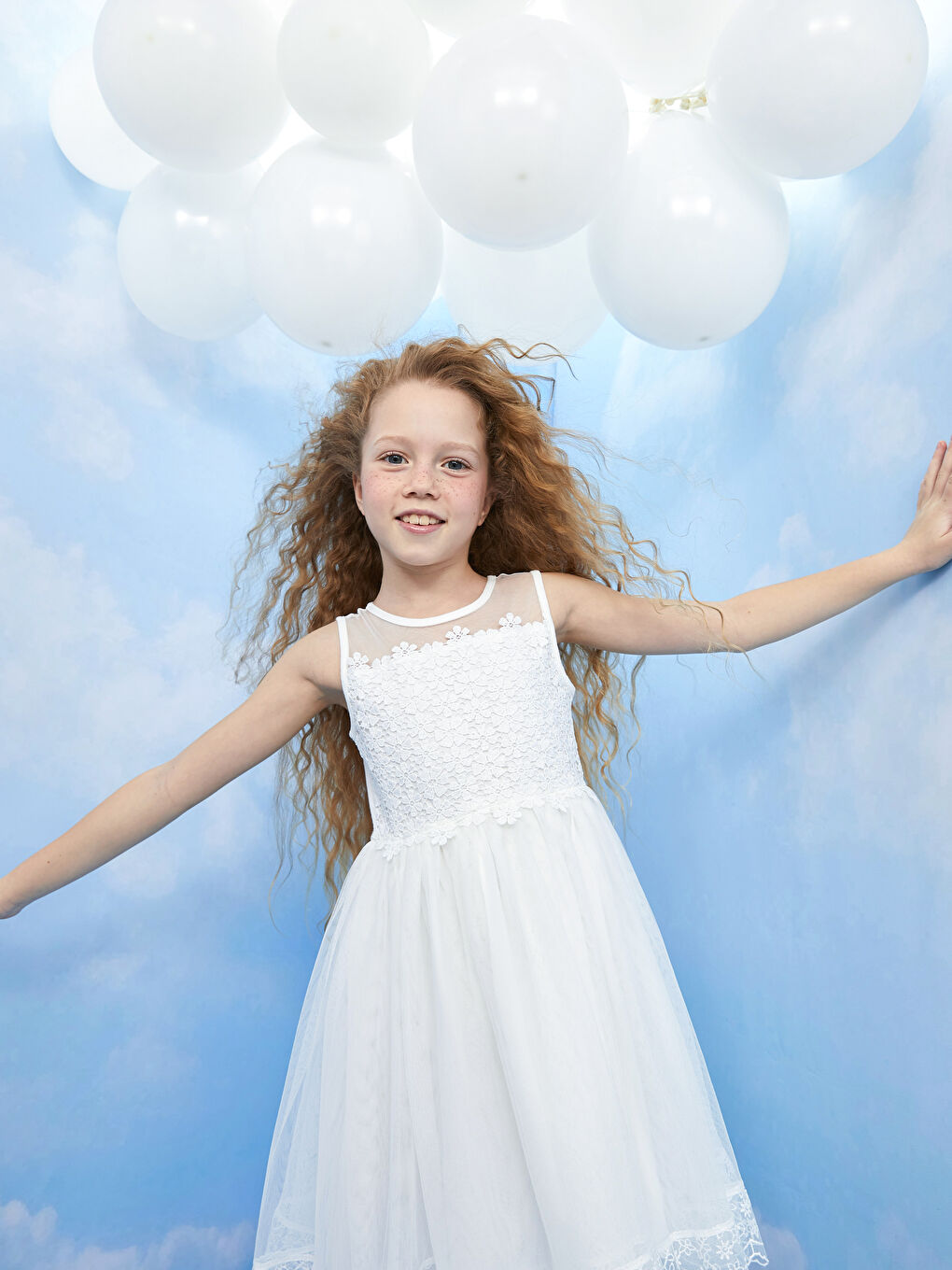 Crew Neck Lace Detailed Girl Dress -S31726Z4-FFB