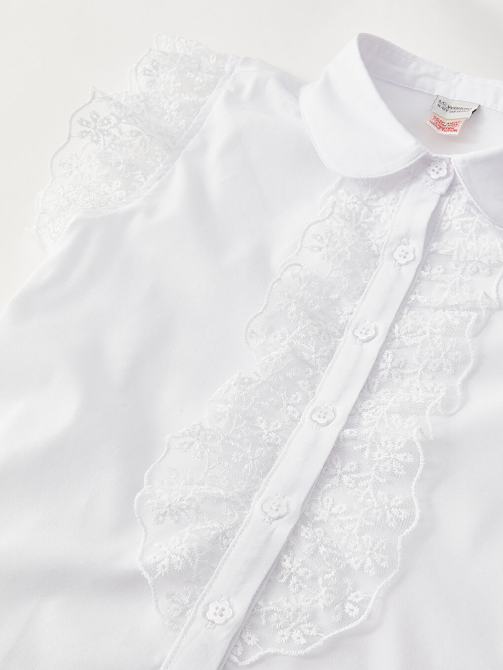 Lace Detailed Short Sleeve Girl's Shirt -S31731Z4-Q6K