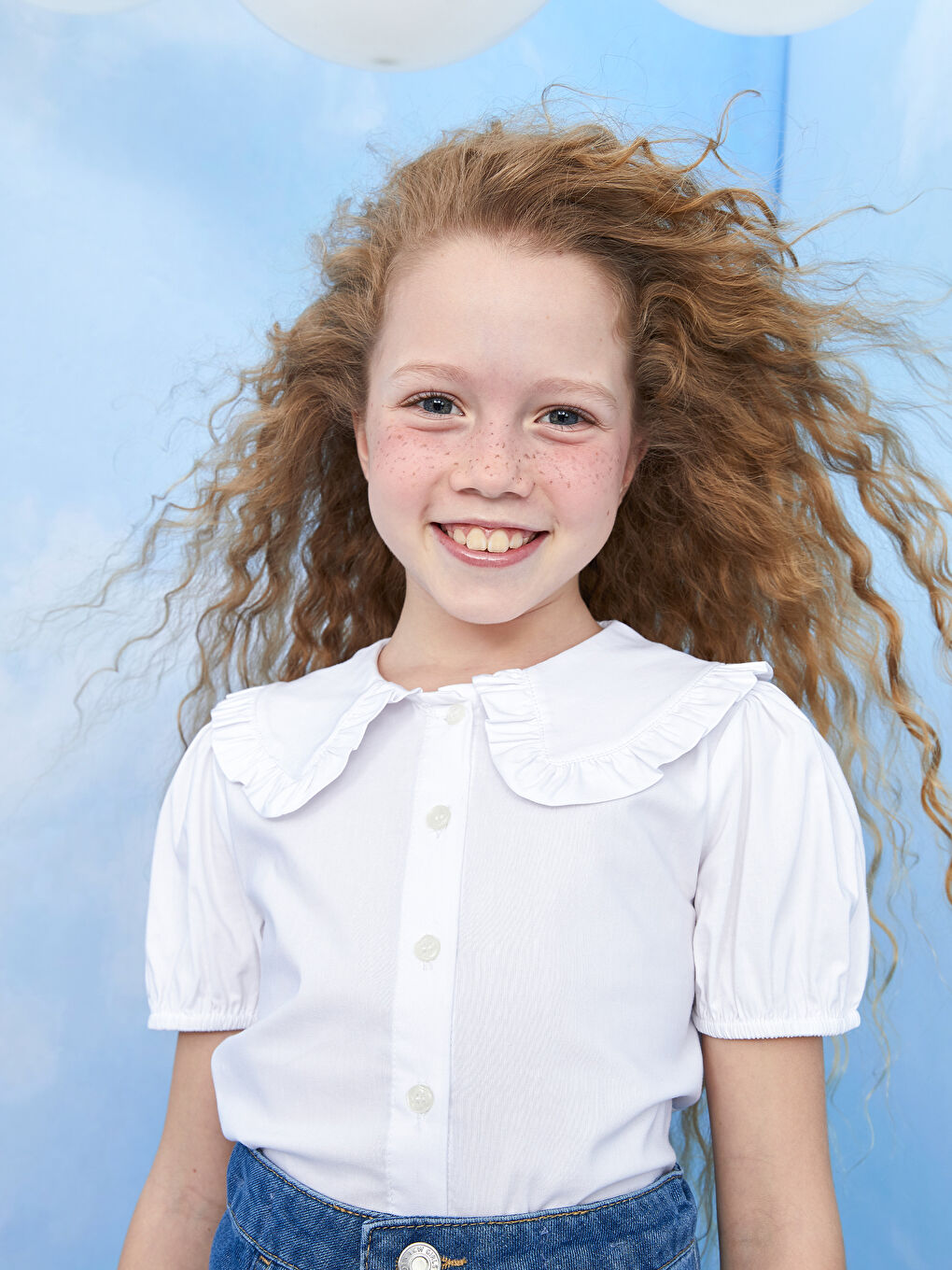 Baby Collar Basic Short Sleeve Girl Shirt