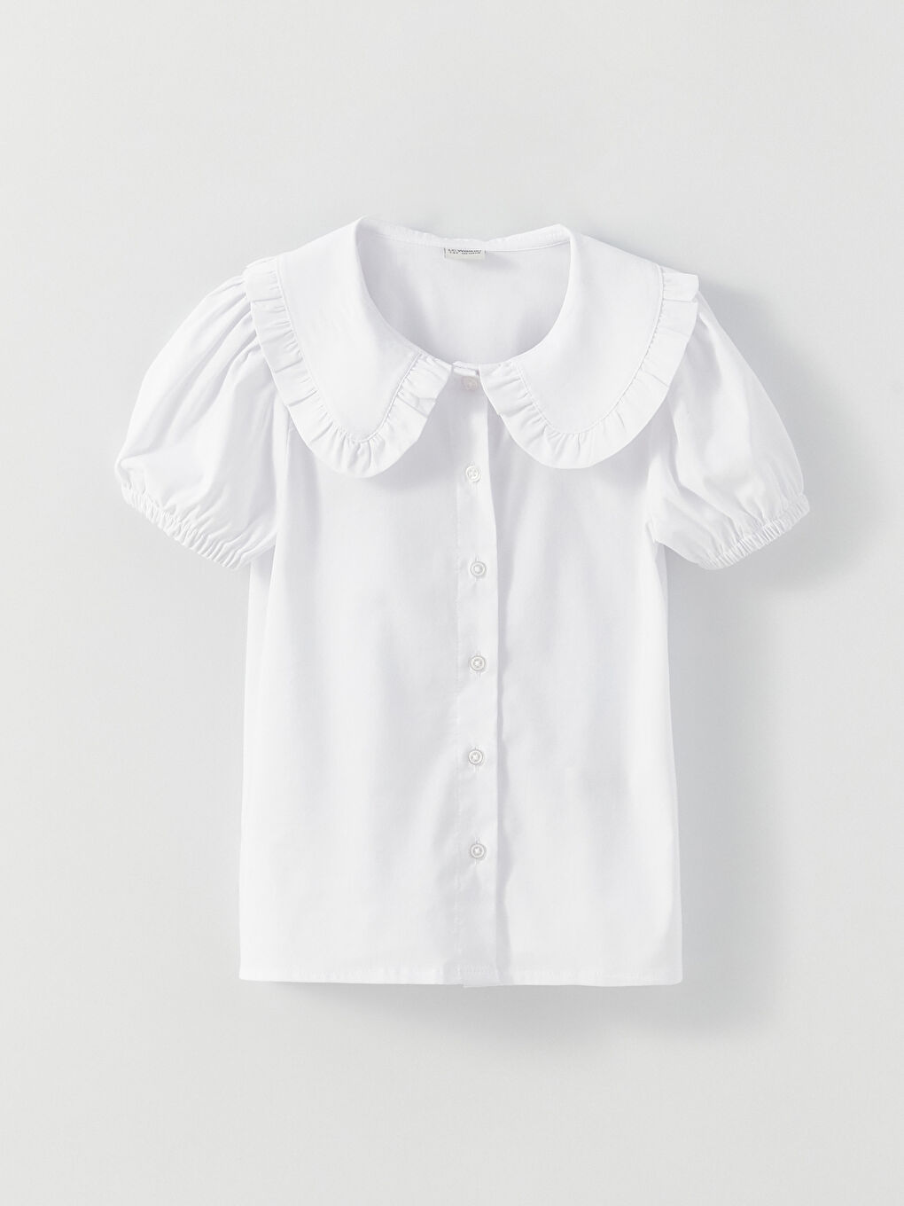 Baby Collar Basic Short Sleeve Girl Shirt-4