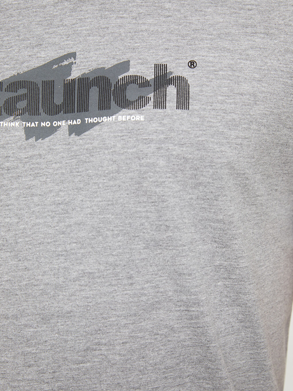 Gri Bisiklet Yaka Kısa Kollu Baskılı Penye Erkek Tişört-3