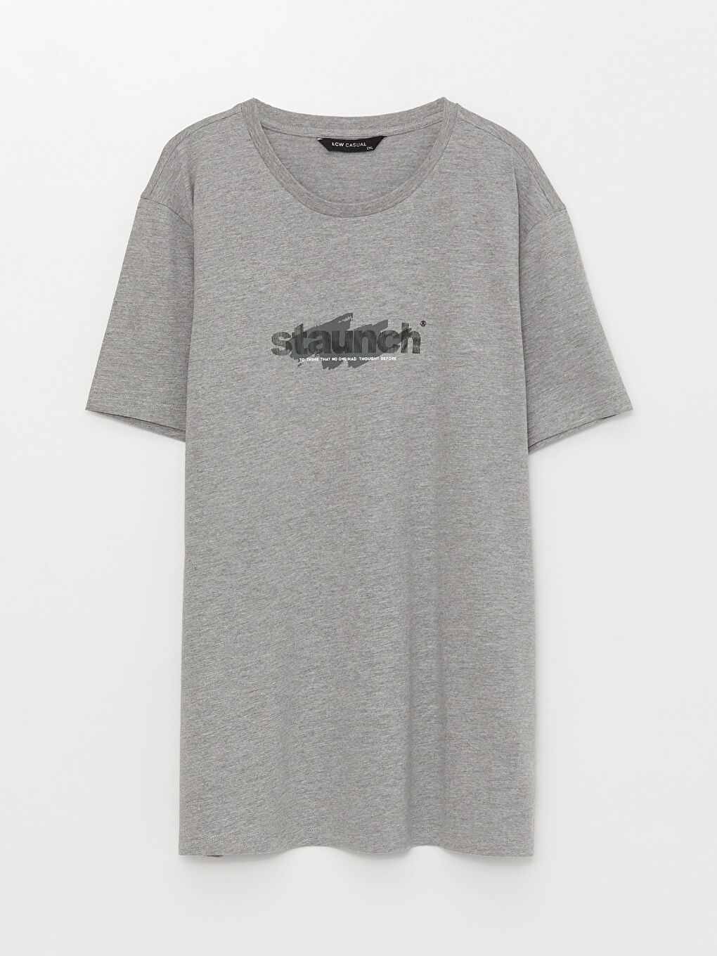 Gri Bisiklet Yaka Kısa Kollu Baskılı Penye Erkek Tişört-5