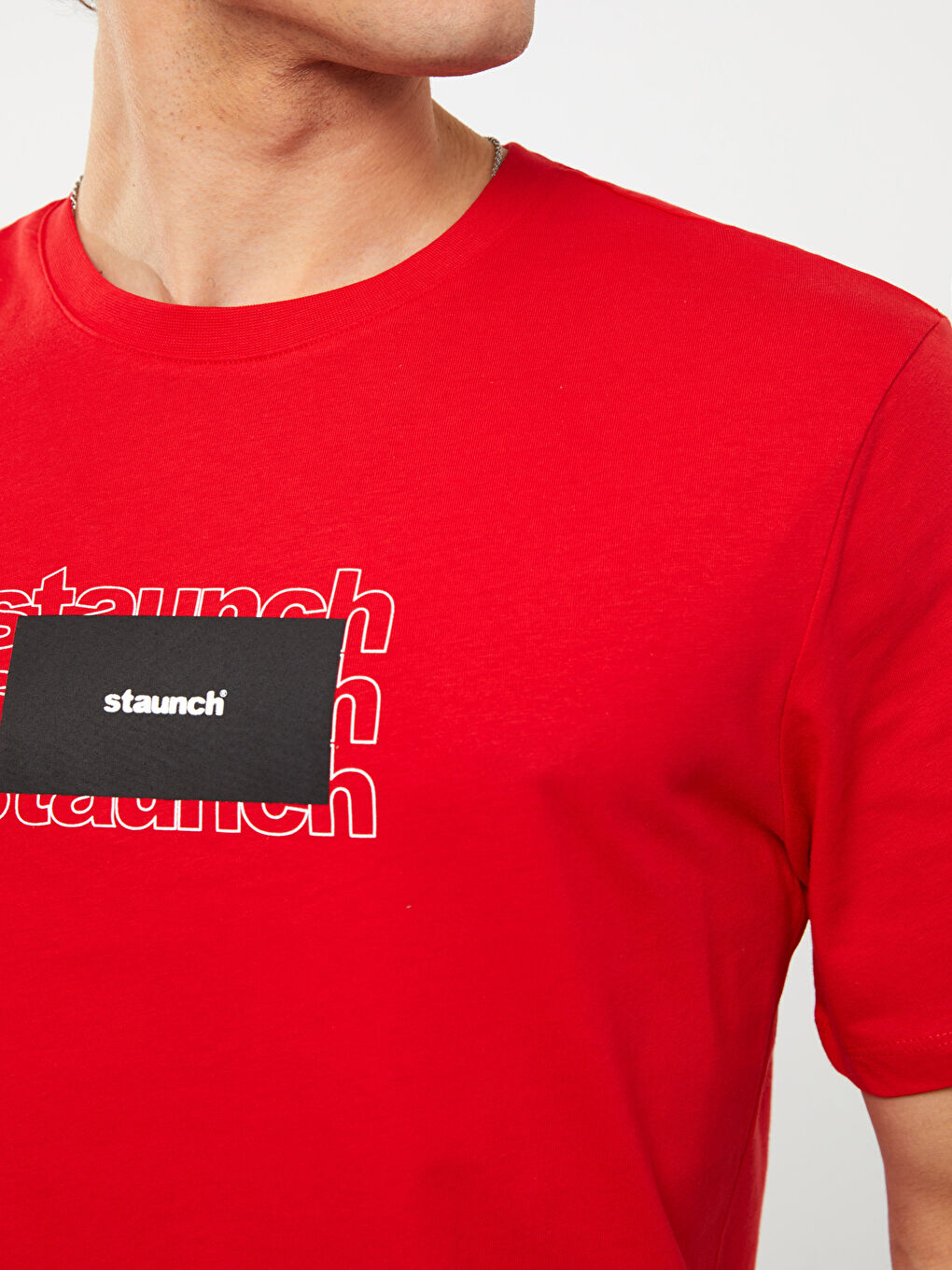 Kırmızı Bisiklet Yaka Kısa Kollu Baskılı Penye Erkek Tişört-3