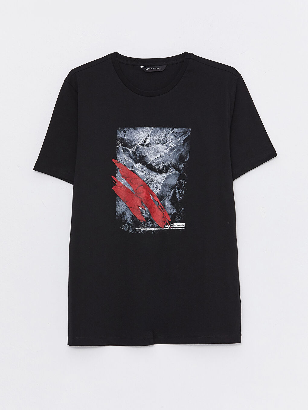 تيشيرت رجالي ياقة دائرية كم قصير مطبوع قطن ممشط-5