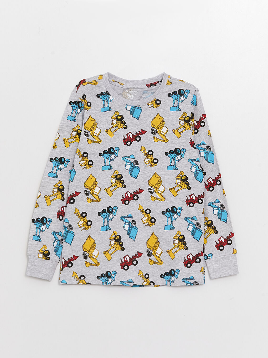 Crew Neck Printed Long Sleeve Boys' Pyjama Set-1