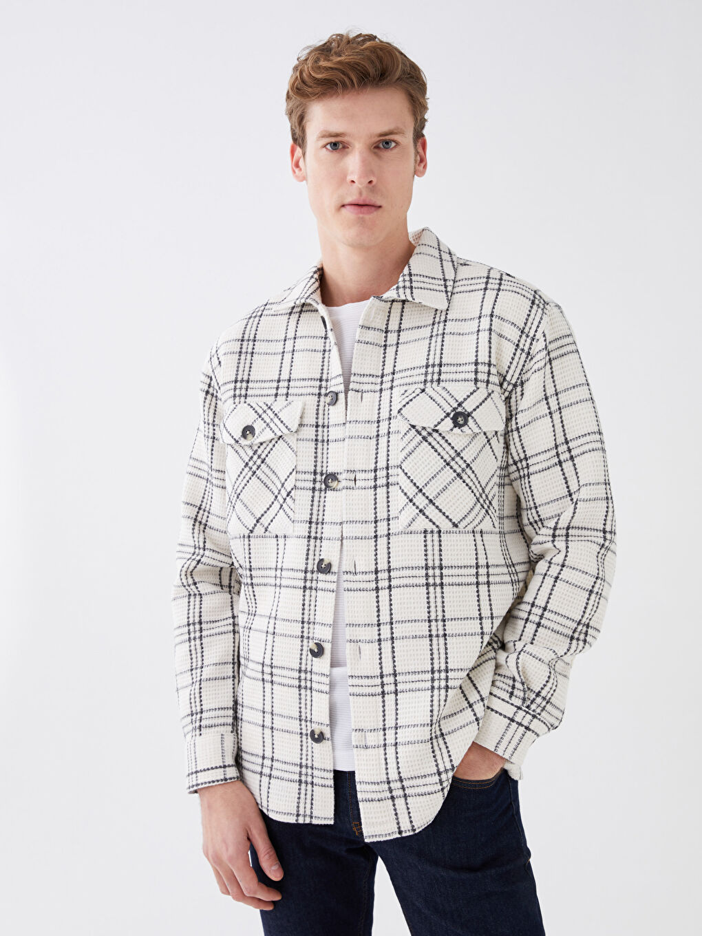 LCW Vision Regular Fit Long Sleeve Plaid Men's Flannel Shirt Jacket -S31753Z8-LLX