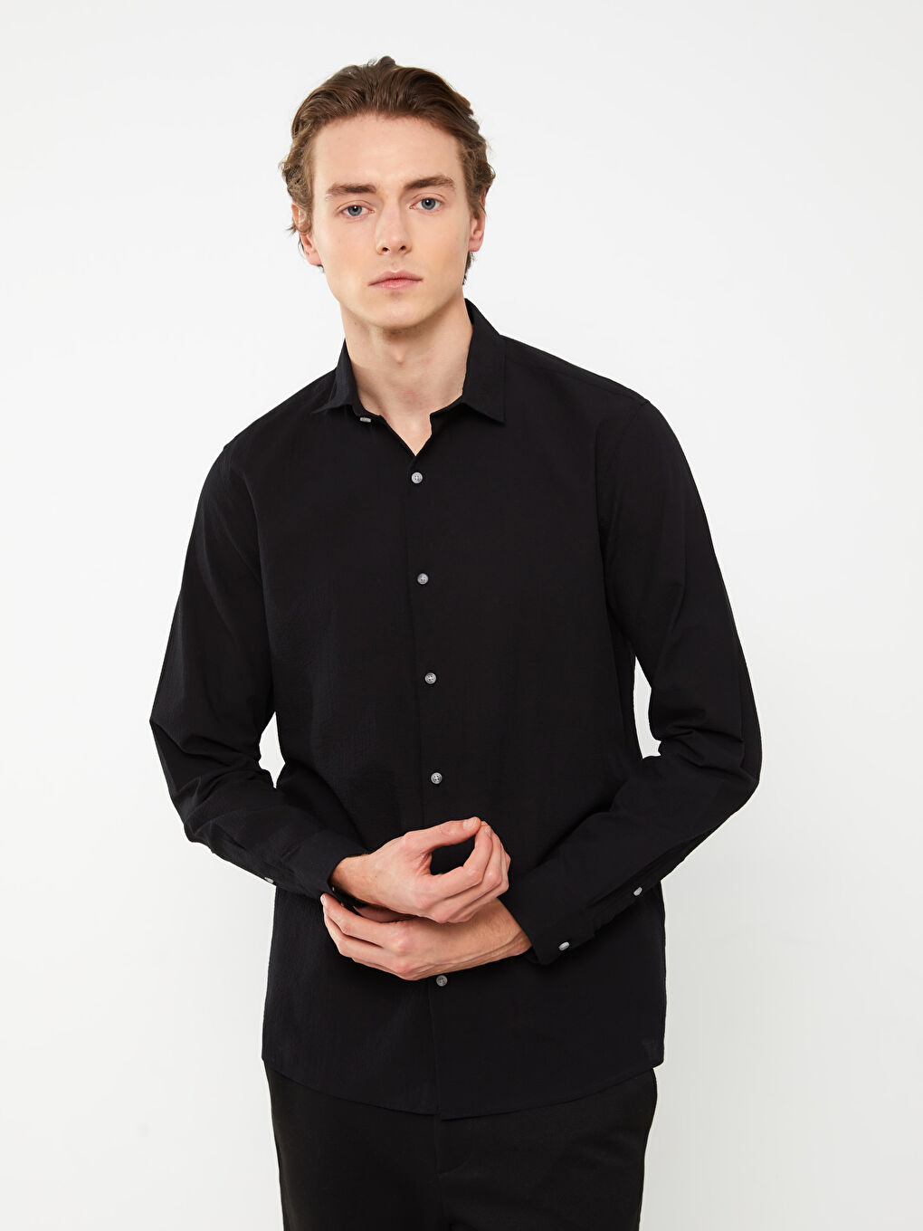 قميص كم طويل رفيع للرجال-1