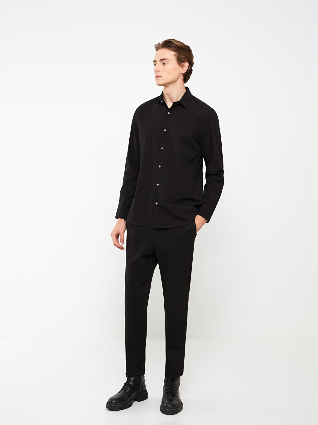 قميص كم طويل رفيع للرجال-2