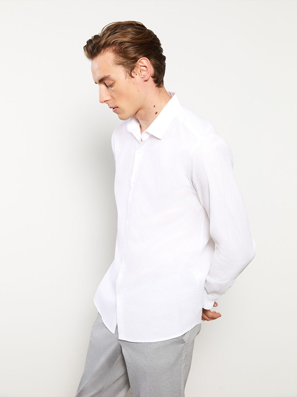 Slim Fit Long Sleeve Men's Shirt-1