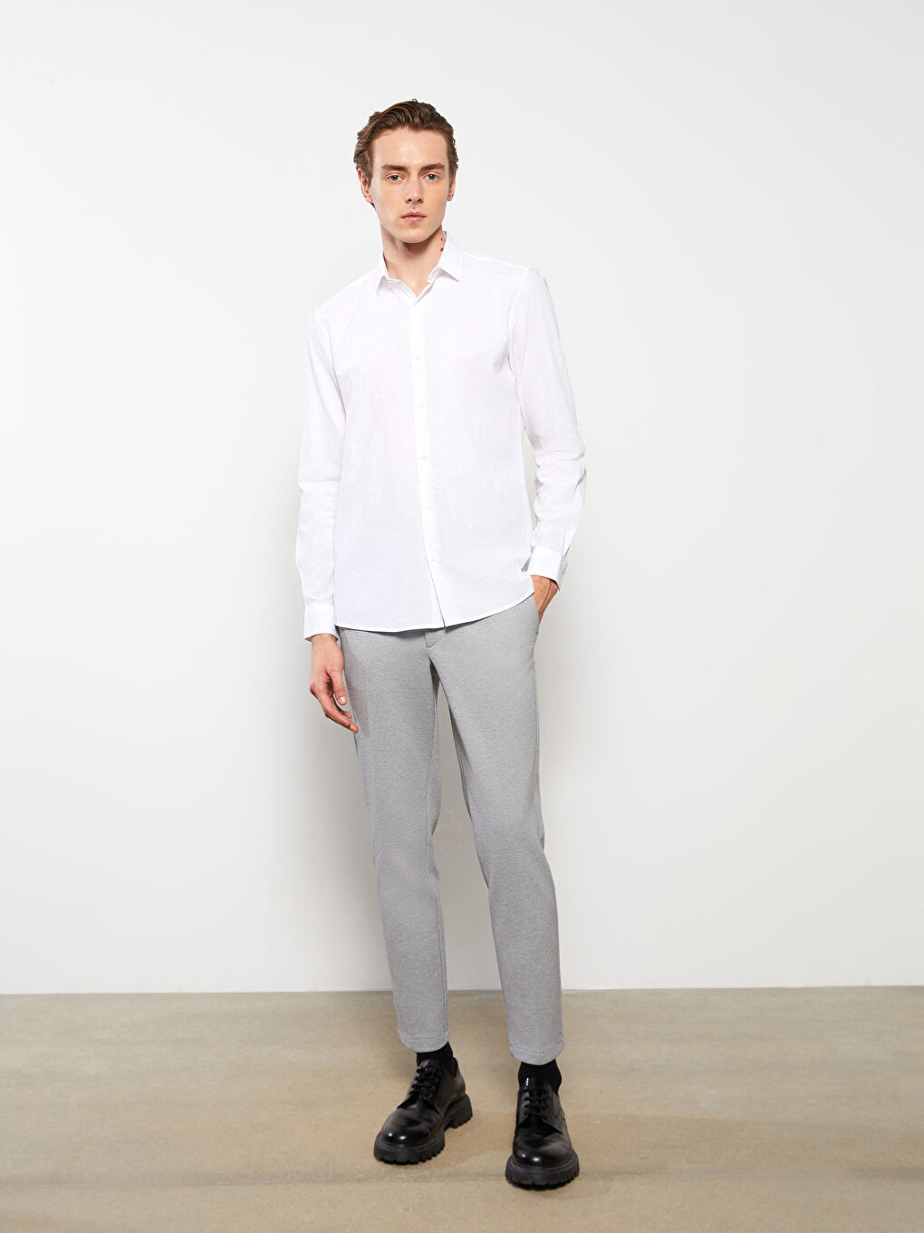 Slim Fit Long Sleeve Men's Shirt-2