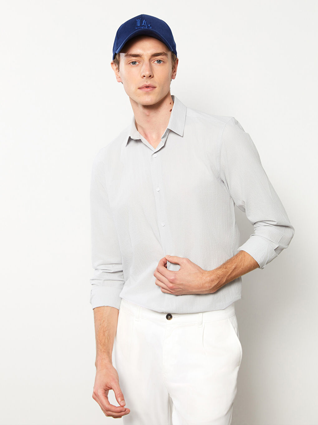 قميص كم طويل رفيع للرجال-1