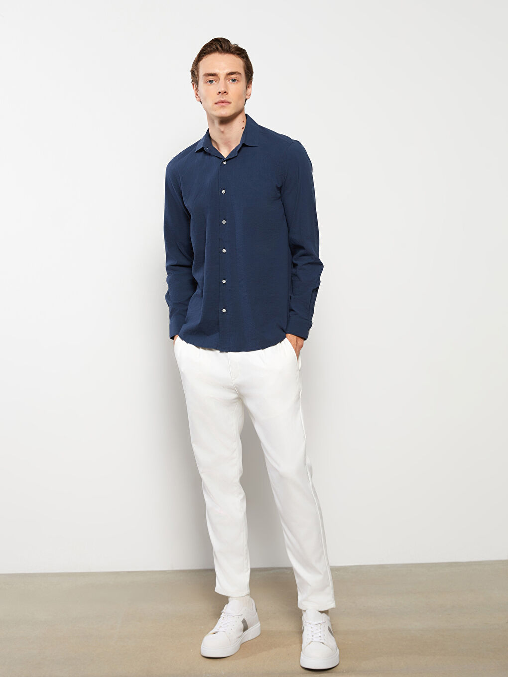 Slim Fit Long Sleeve Men's Shirt-1