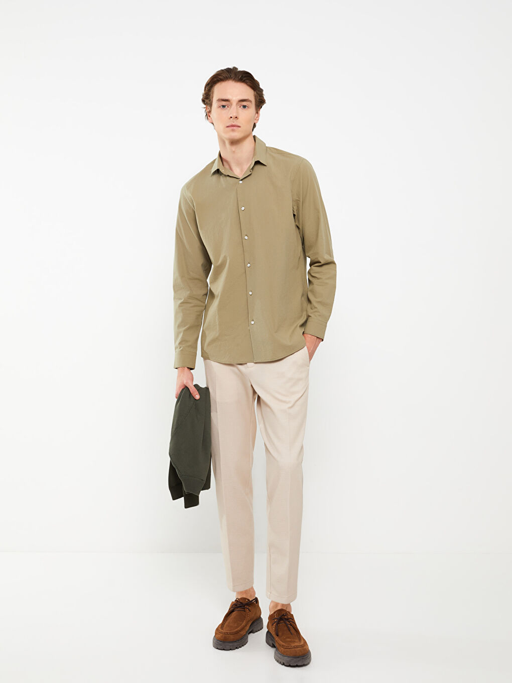 قميص كم طويل رفيع للرجال-1