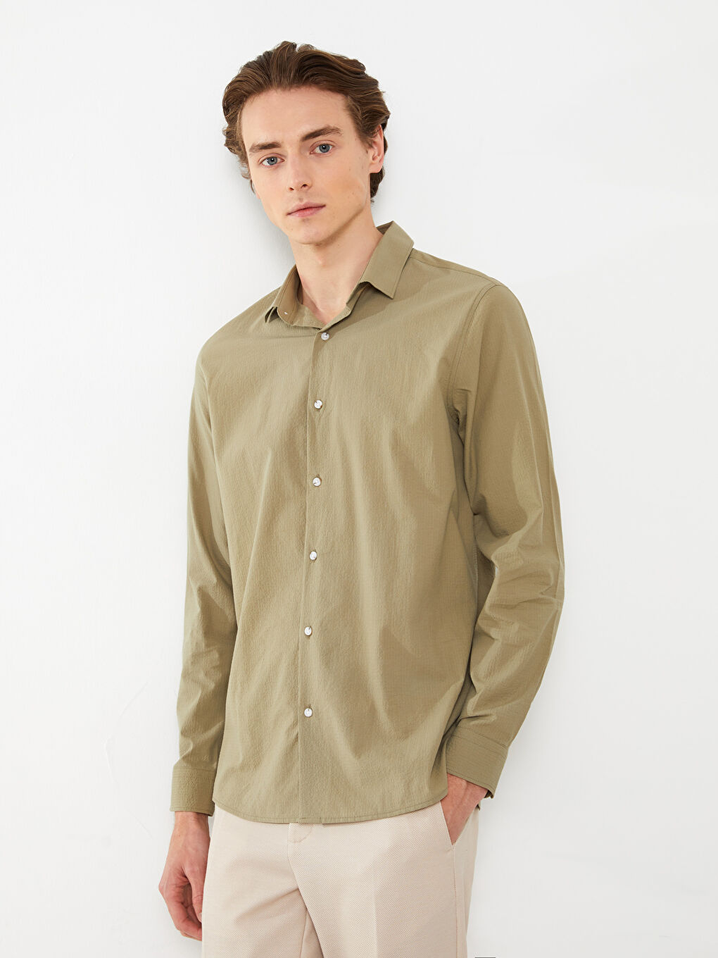 قميص كم طويل رفيع للرجال-2