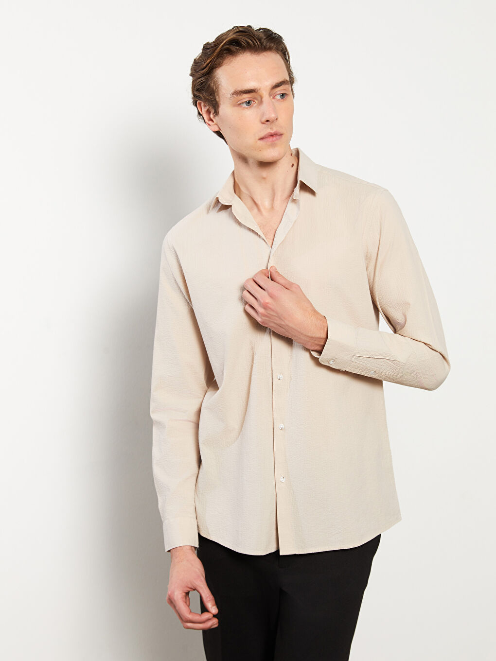 Slim Fit Long Sleeve Men's Shirt -S31757Z8-SXJ