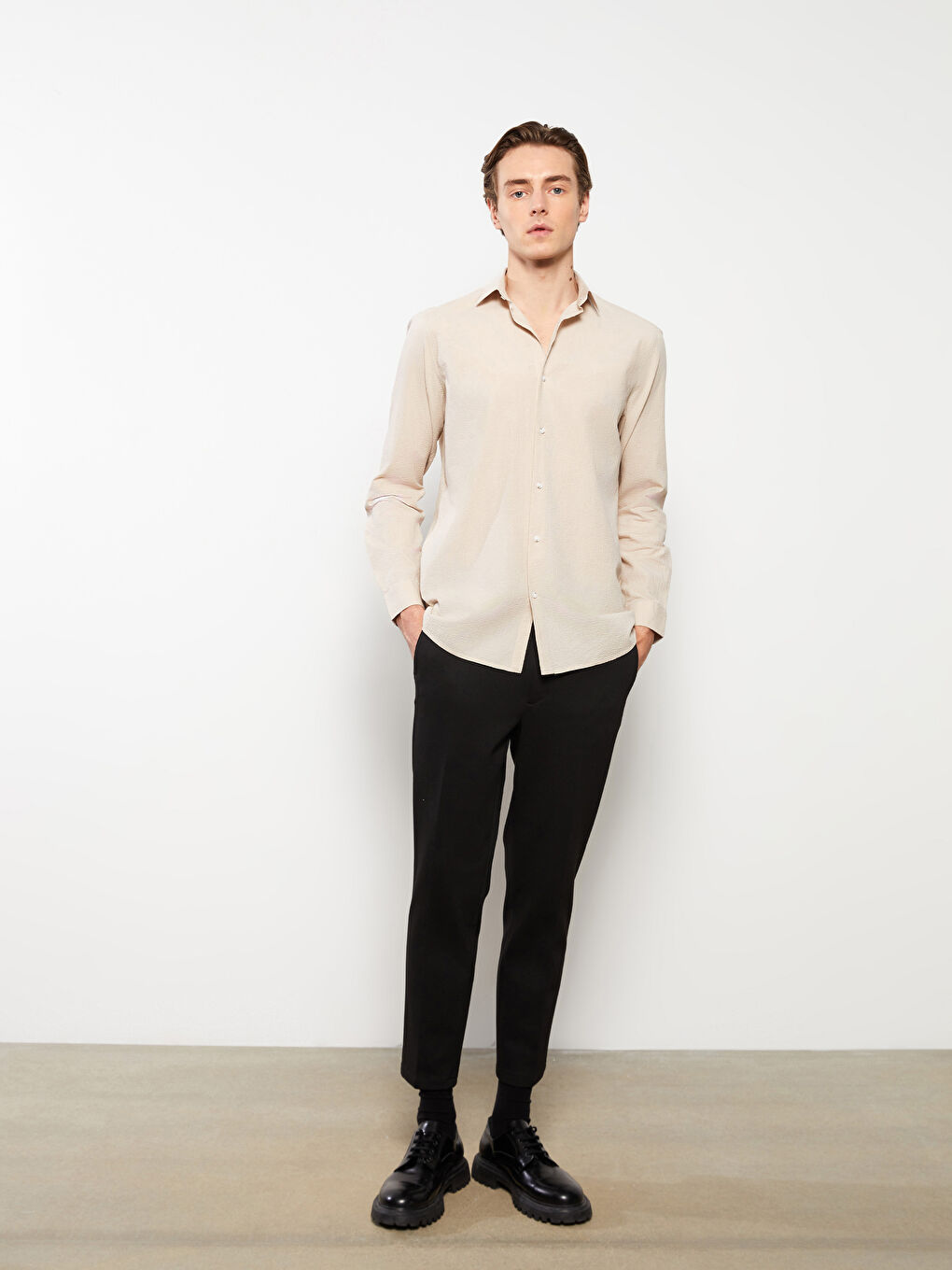 Slim Fit Long Sleeve Men's Shirt -S31757Z8-SXJ