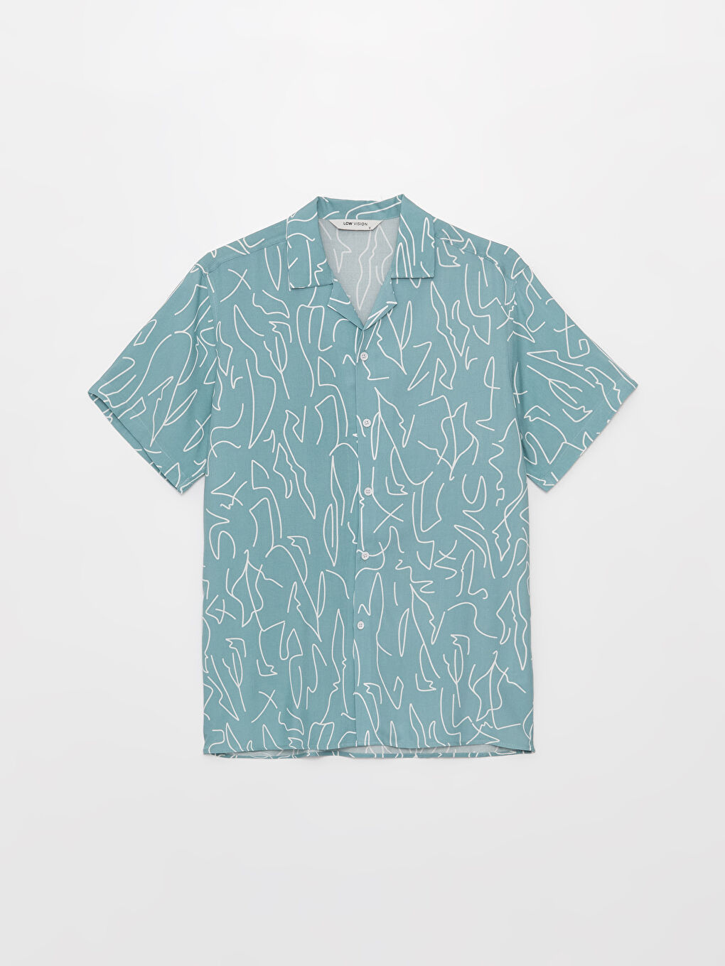 Yeşil Regular Fit Kısa Kollu Desenli Viskon Erkek Gömlek-5