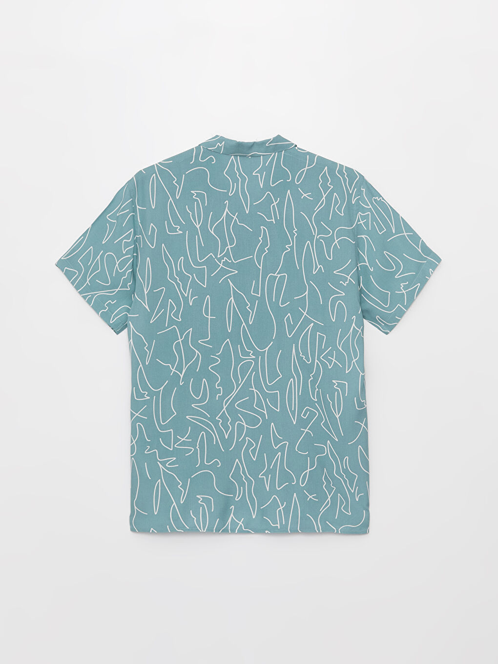 Yeşil Regular Fit Kısa Kollu Desenli Viskon Erkek Gömlek-6