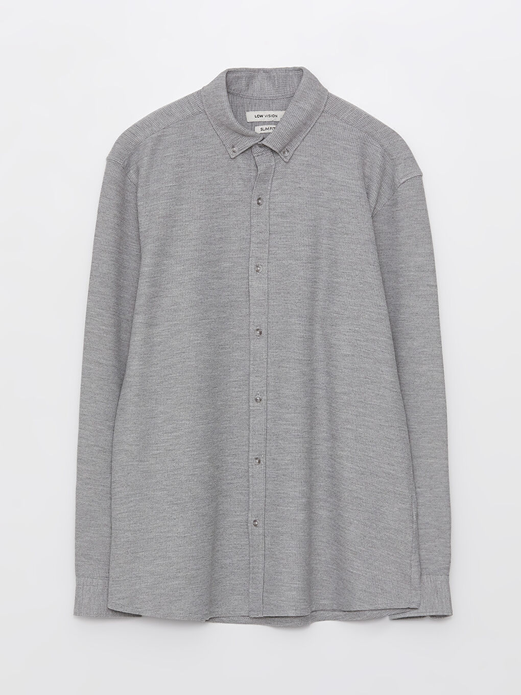 Gri Slim Fit Uzun Kollu Erkek Gömlek-5