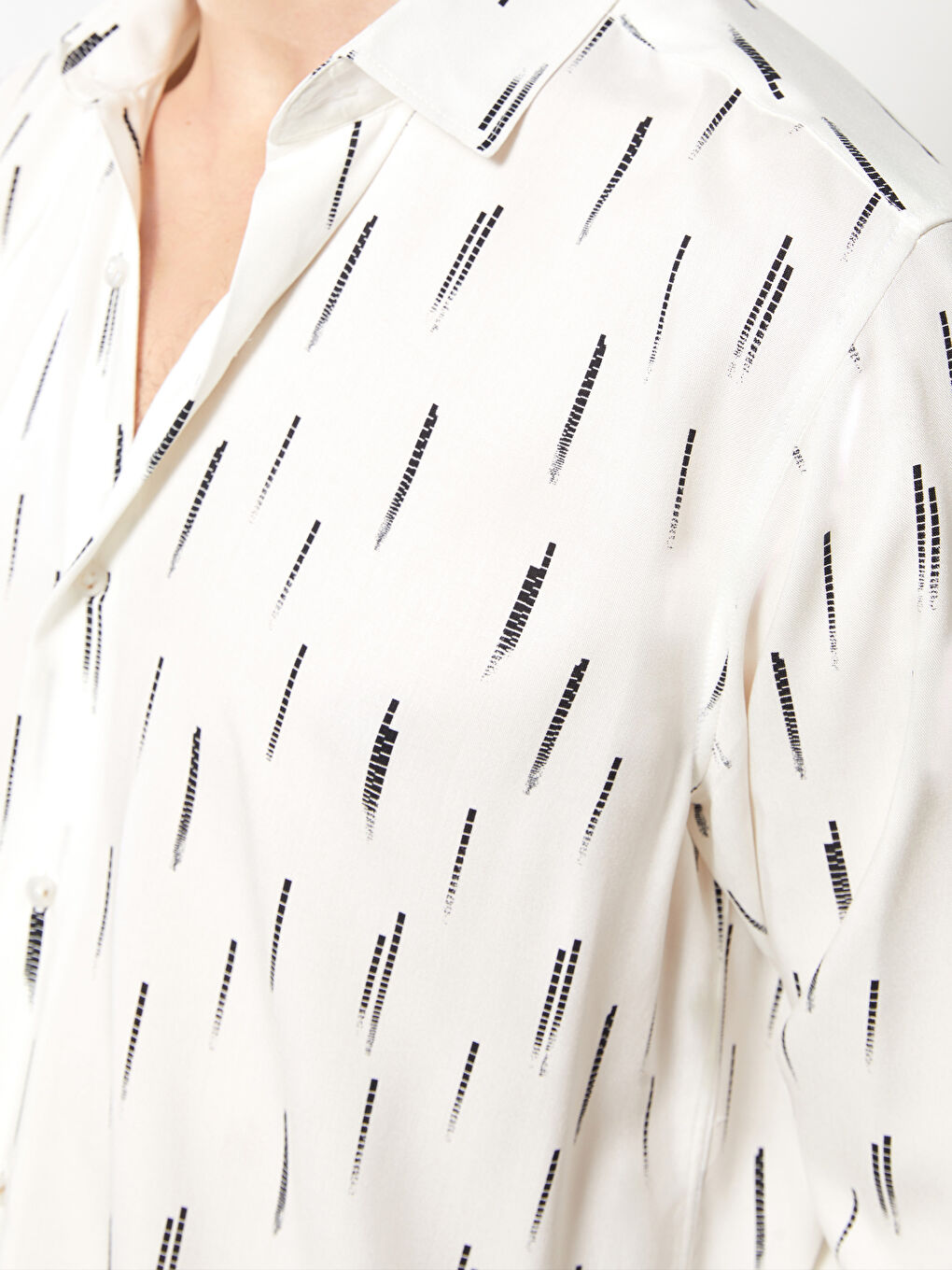 Beyaz Regular Fit Uzun Kollu Desenli Erkek Gömlek-3