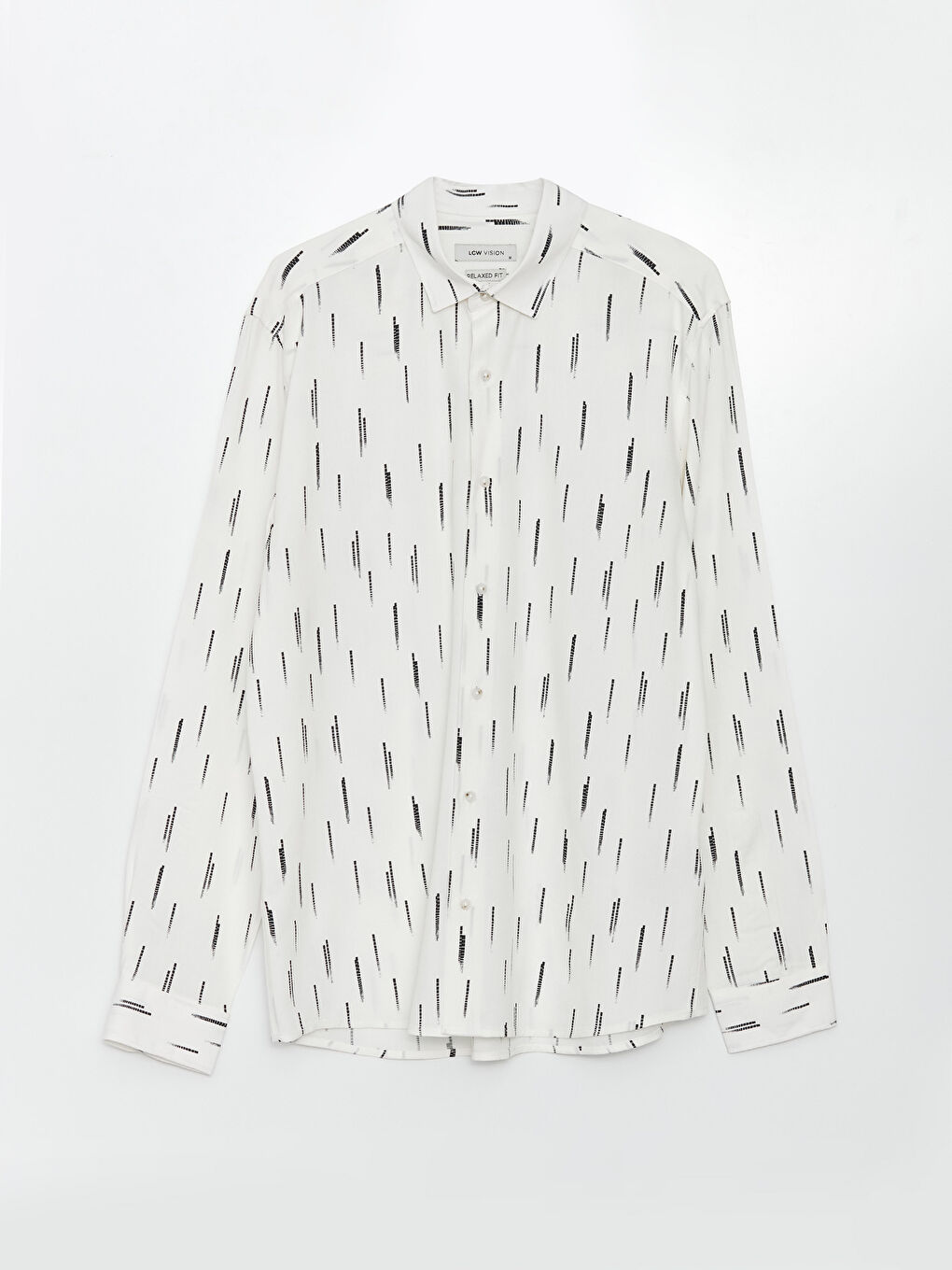 Beyaz Regular Fit Uzun Kollu Desenli Erkek Gömlek-5