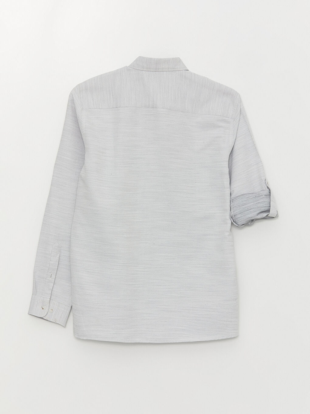 Gri Slim Fit Uzun Kollu Armürlü Erkek Gömlek-6