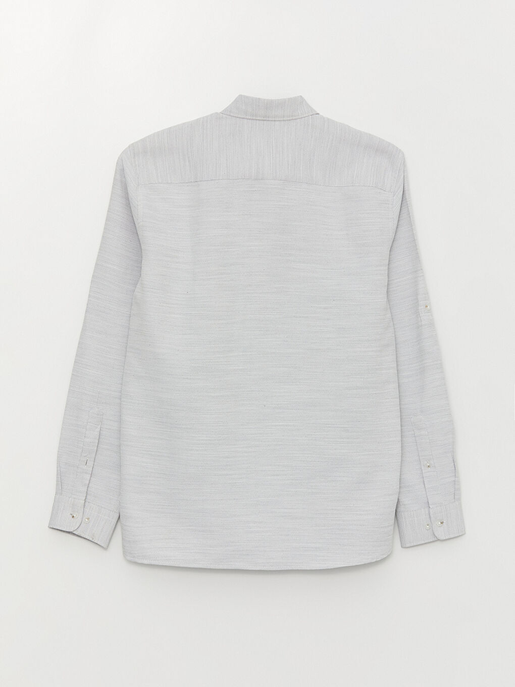 Gri Slim Fit Uzun Kollu Armürlü Erkek Gömlek-7