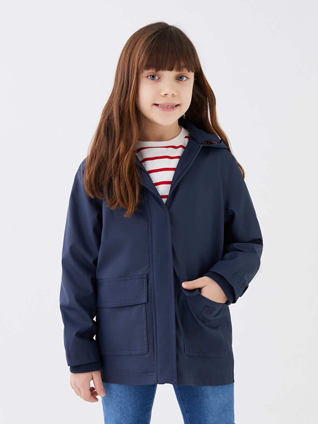 Manteau Basique Fille À Capuche-1