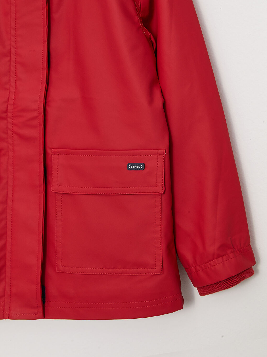 Kırmızı Kapüşonlu Basic Kız Çocuk Mont-3