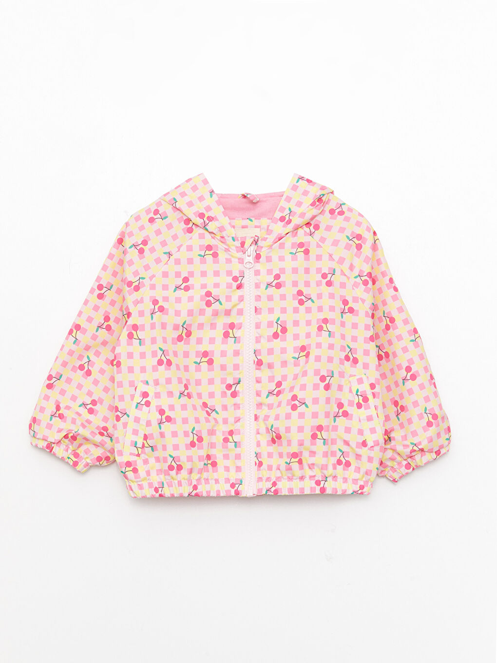 Принтті ұзын жең капюшонды қыз балаға арналған пальто